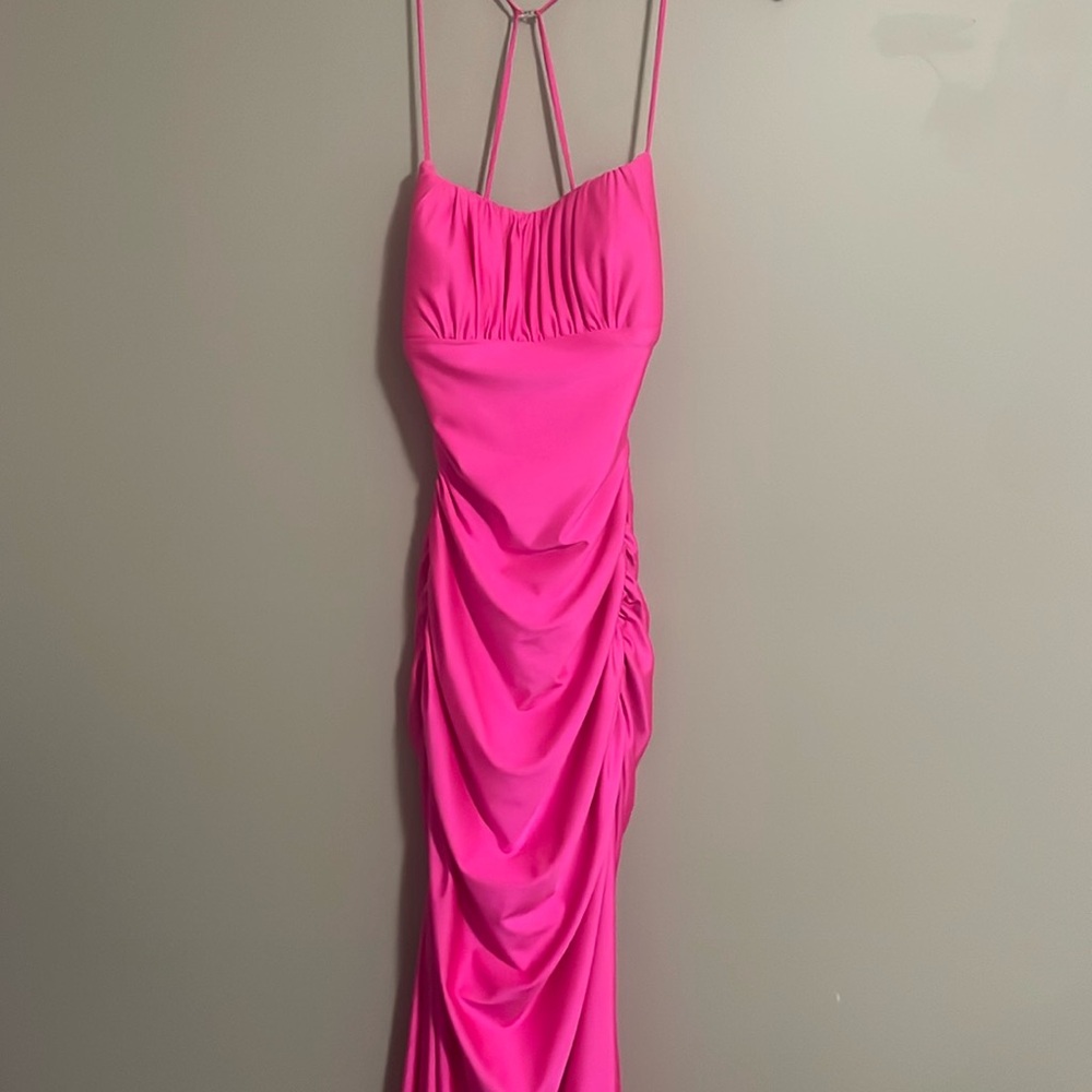 Hot pink prom dress